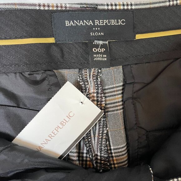 NWT Banana Republic Sloan Pant Size 00P Grey Yellow Plaid Stretch - Picture 9 of 11